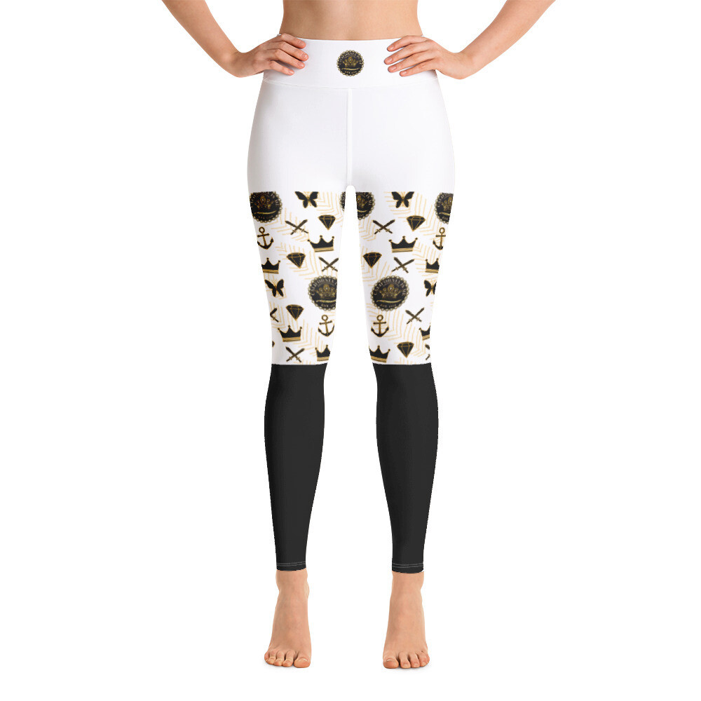 Color Block White Royal Armor Calfiornia Is Me Yoga Leggings, Size: XS