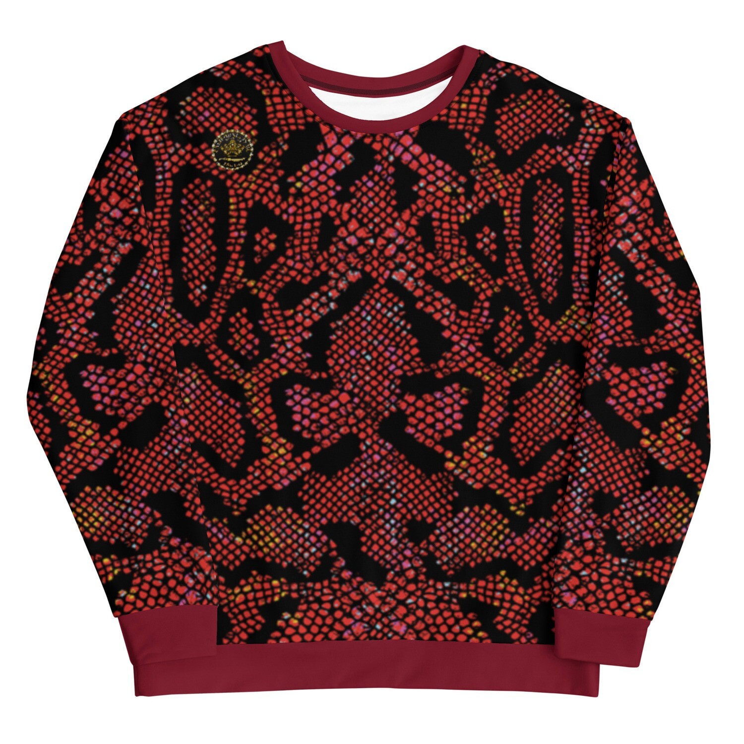 Tropical Snakeskin Deep Red Accent Unisex Sweatshirt