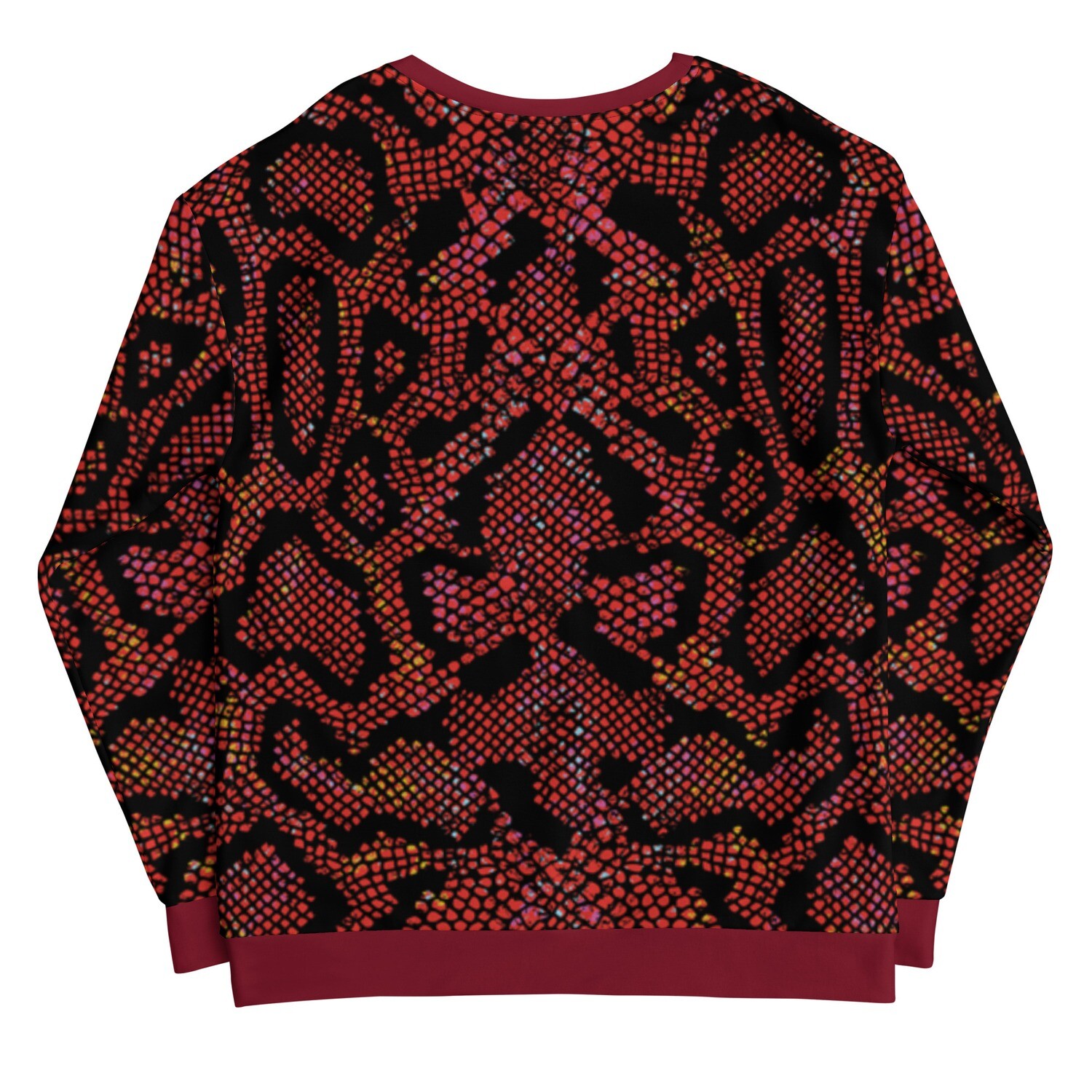 Tropical Snakeskin Deep Red Accent Unisex Sweatshirt
