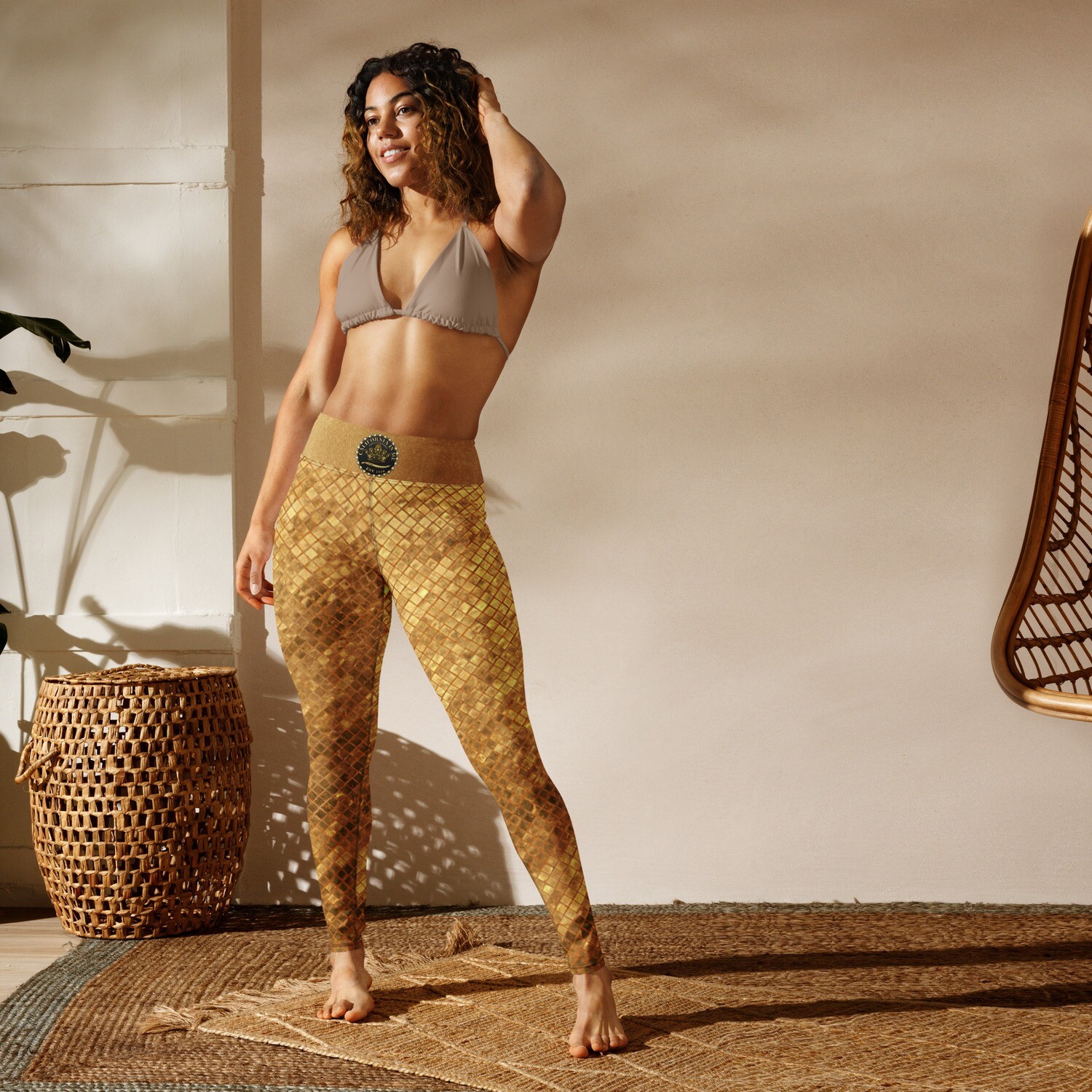 Gold Checkered Yoga Leggings