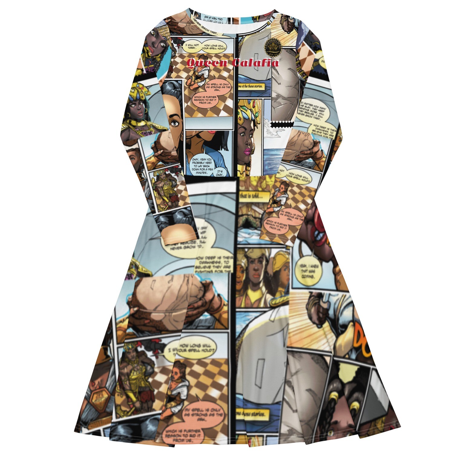 Queen Calafia Comic Book Long sleeve midi dress