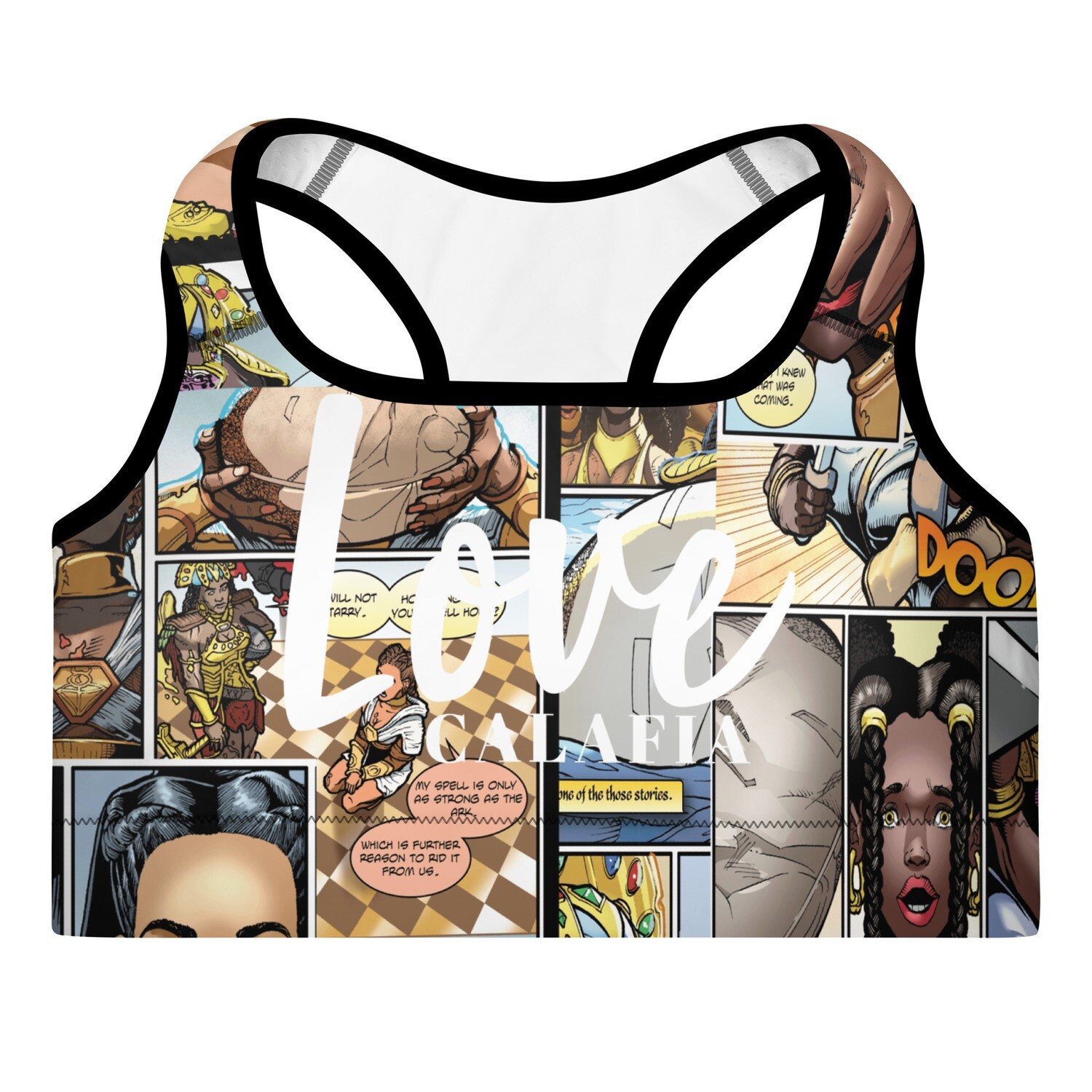 Queen Calafia Comic Book Pages Padded Sports Bra