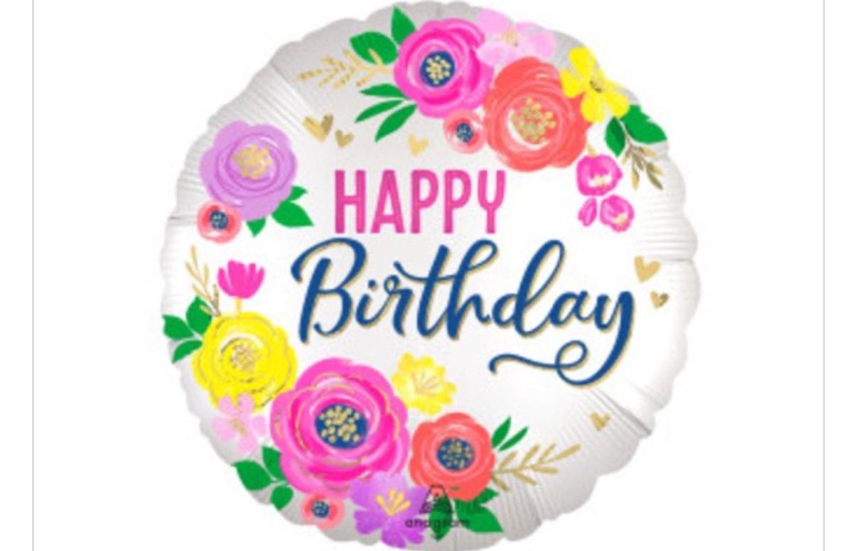 Artful Floral &quot;Happy Birthday&quot; Foil Balloon, 18 Inches
