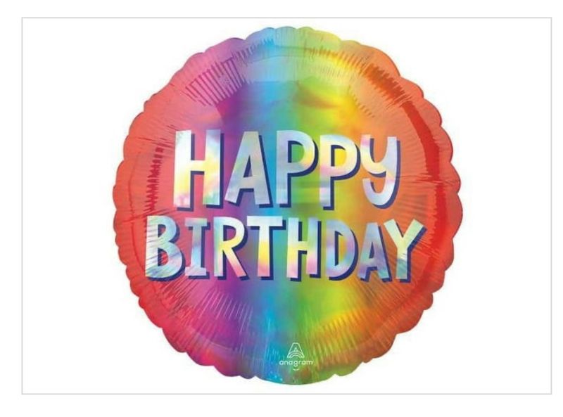 18 Inch Happy Birthday Silver Ombre Foil Mylar Balloon - Party Supplies Decorations