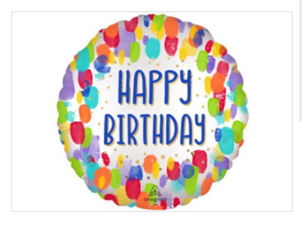 Happy Birthday&quot; Round Satin Foil Balloon, Multi-Coloured, Painterly Dots, 18-in,
