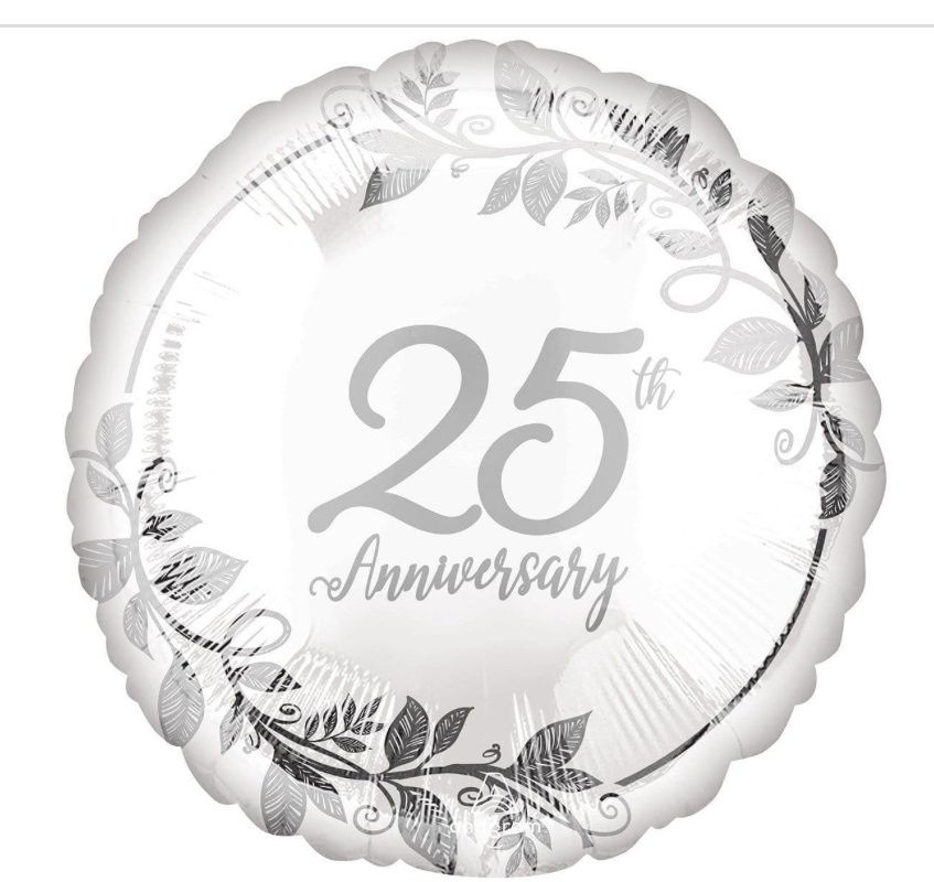 25th Anniversary Foil Balloon, 18 Inches