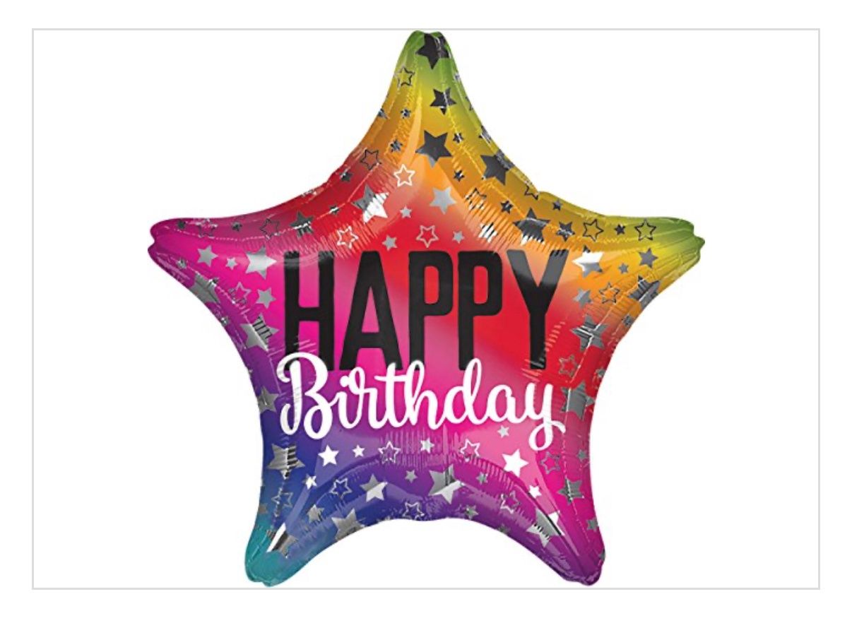 Anagram 18 Inch Star Foil Balloon - Rainbow Birthday