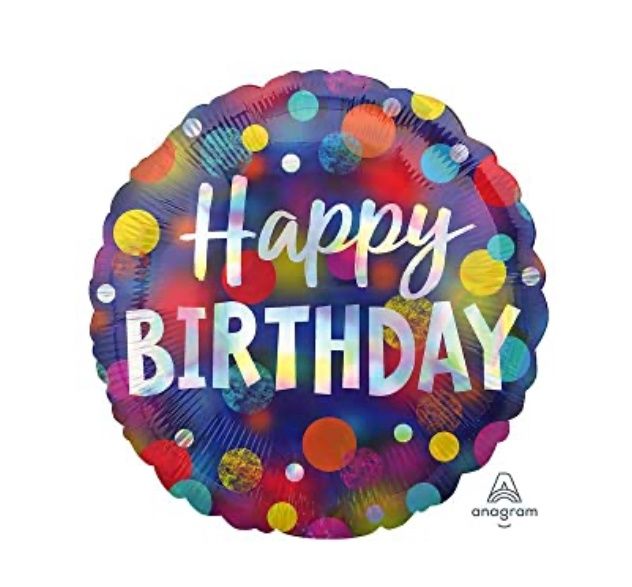 Iridescent Happy Birthday Dots Balloon, 18-in