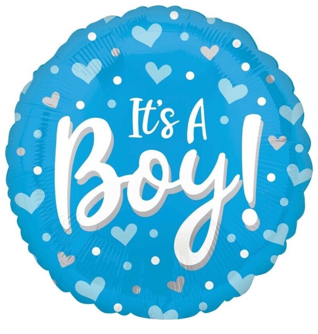 Hearts and Dots It&#39;s a Boy Foil Balloon