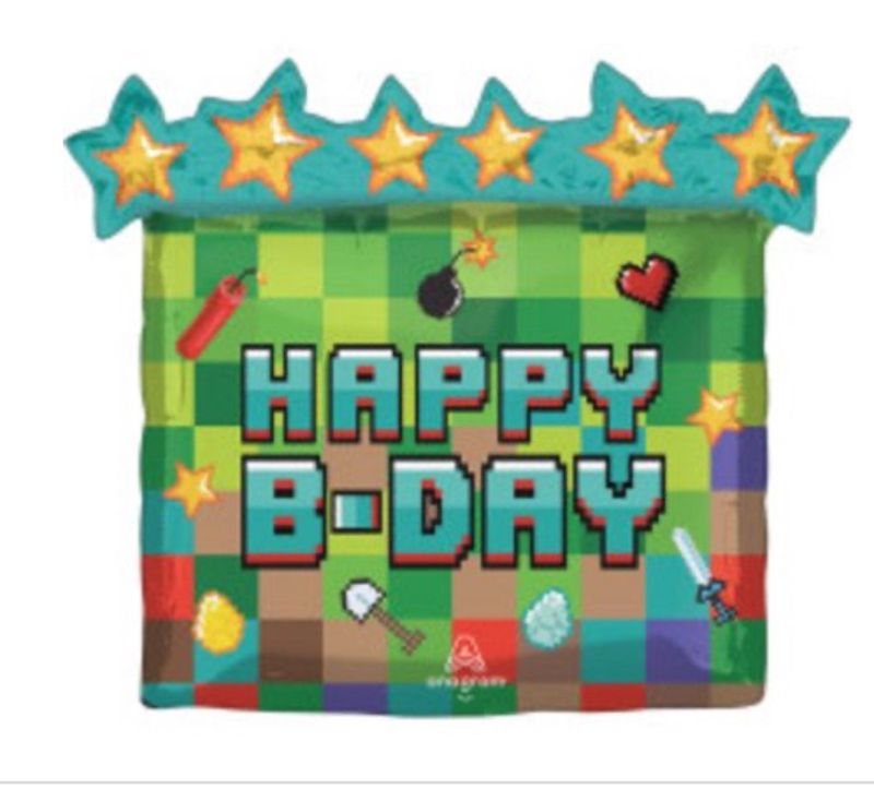 25 Inch Pixel Party Anagram Foil Mylar Balloon