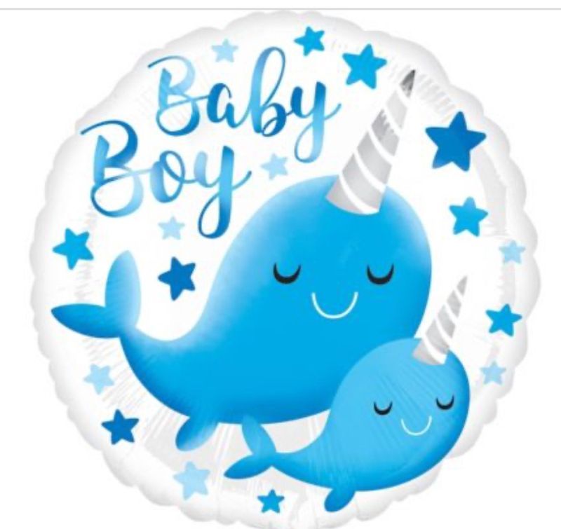 Baby Boy Narwhal Balloon, 17 in