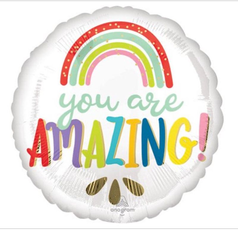 17 Inch You Are Amazing Rainbow Foil Mylar Balloon
