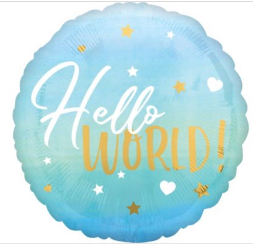 Blue &amp; White Hello World Balloon