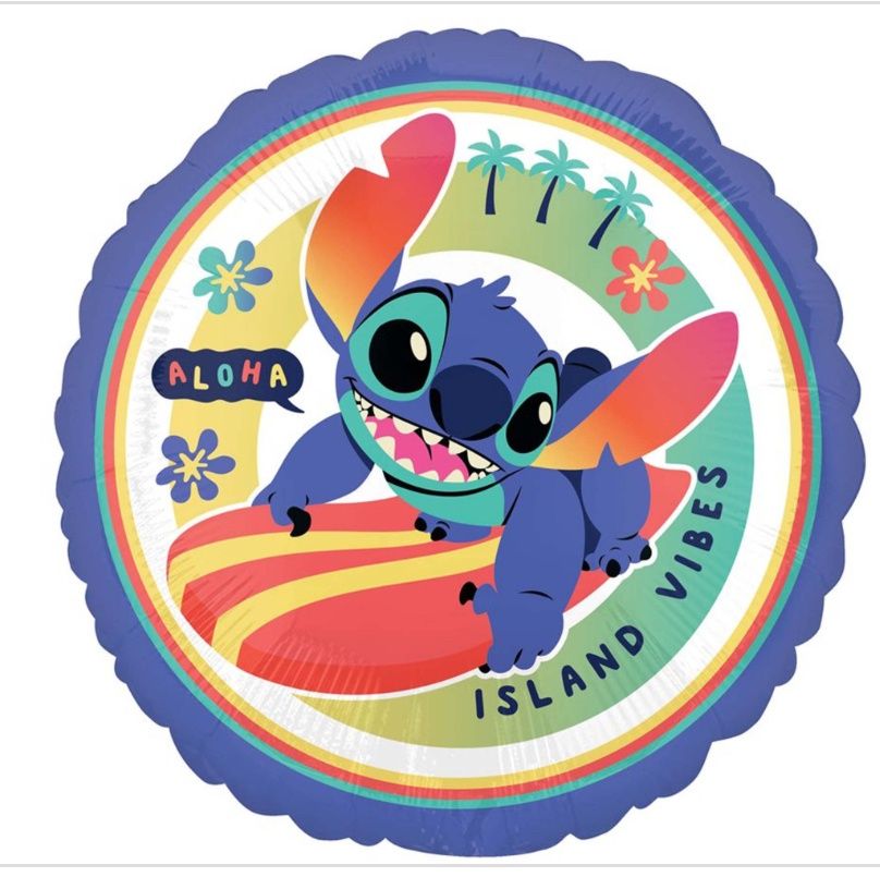 Disney Stitch Birthday Round Foil Balloon, 18 Inches