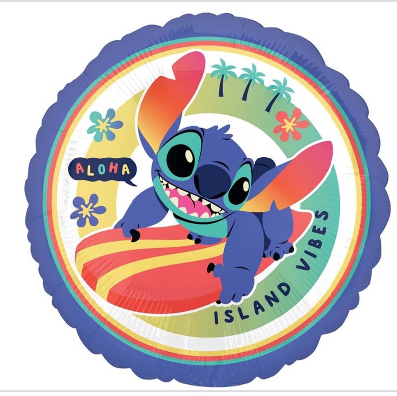 Disney Stitch Birthday Round Foil Balloon, 18 Inches