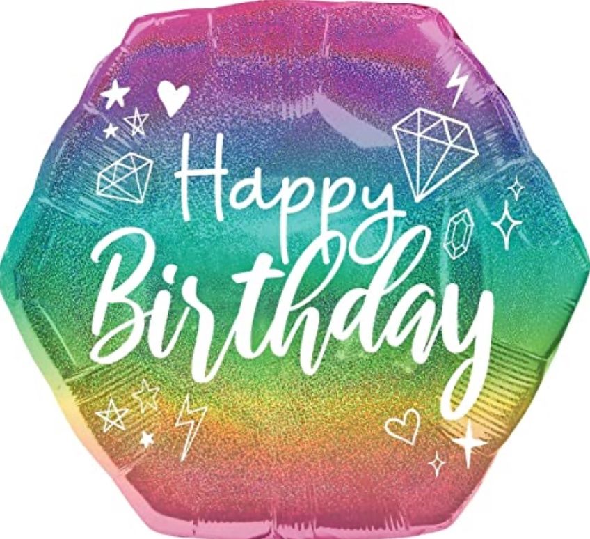 Holo Sparkle Birthday Shaped Foil Balloon