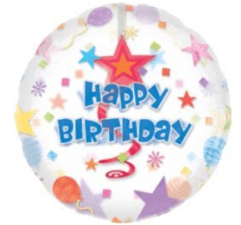 32 Inch Birthday Swirl Foil Mylar Balloon 