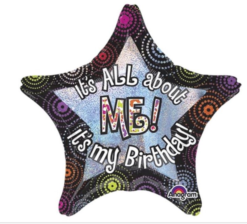 28 in. Its All About Me Birthday Holographic Balloon