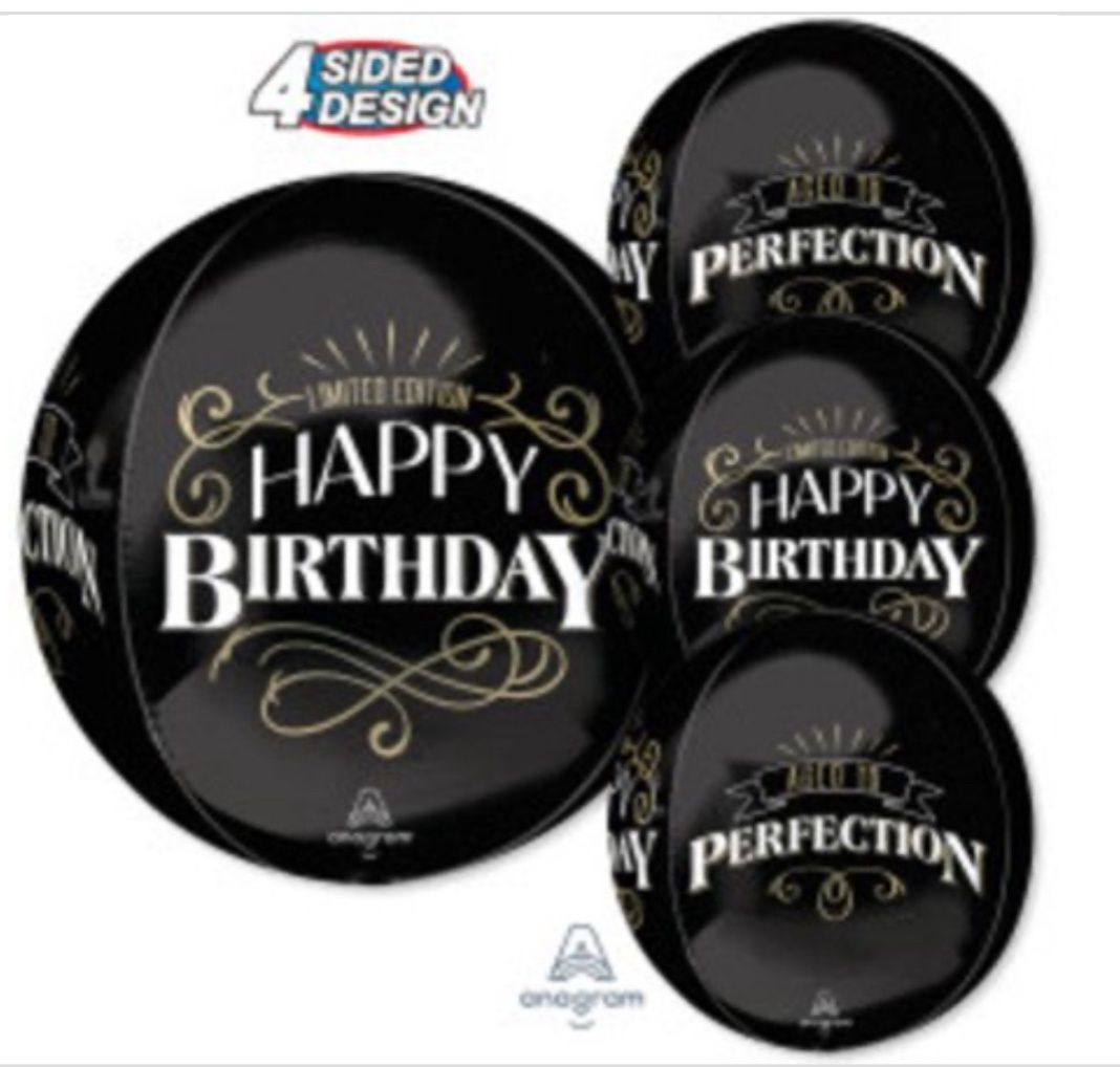 Happy Birthday Better with Age Orbz Balloon, Black, Gold &amp; White, 15 Inches