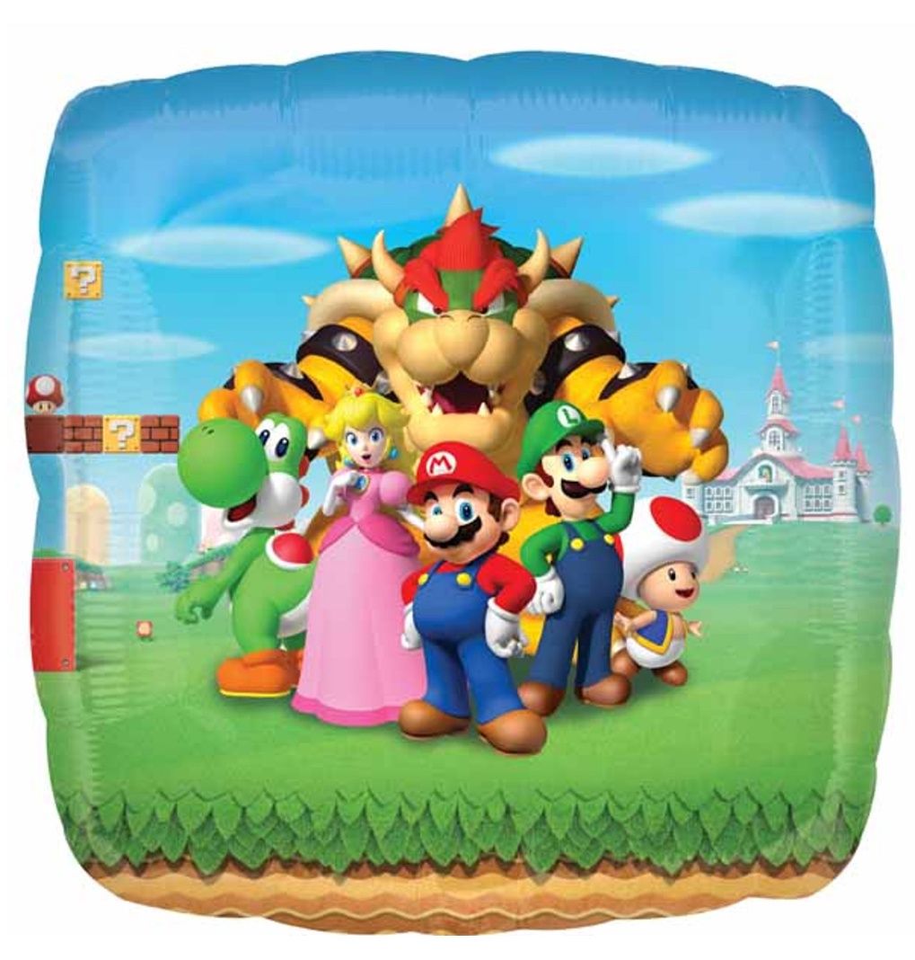 Super Mario Bros Square Supershape Foil Balloon, 28 Inches