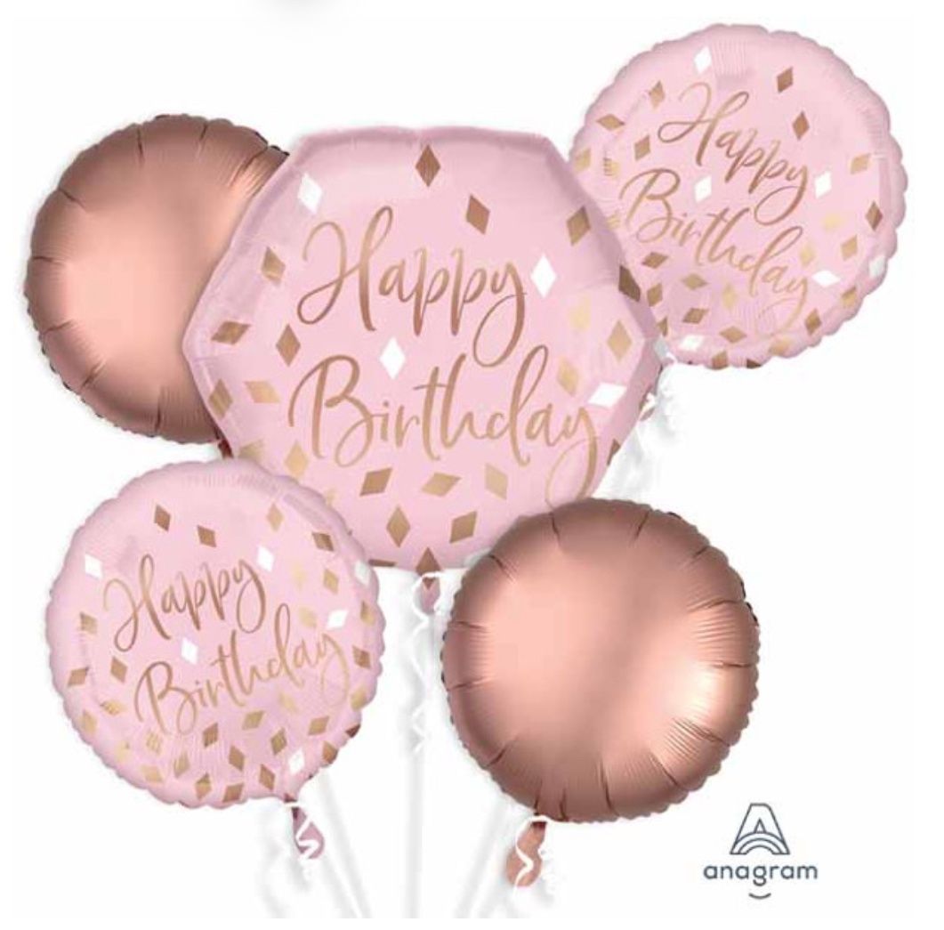Pink Blush Happy Birthday Foil Balloon Bouquet