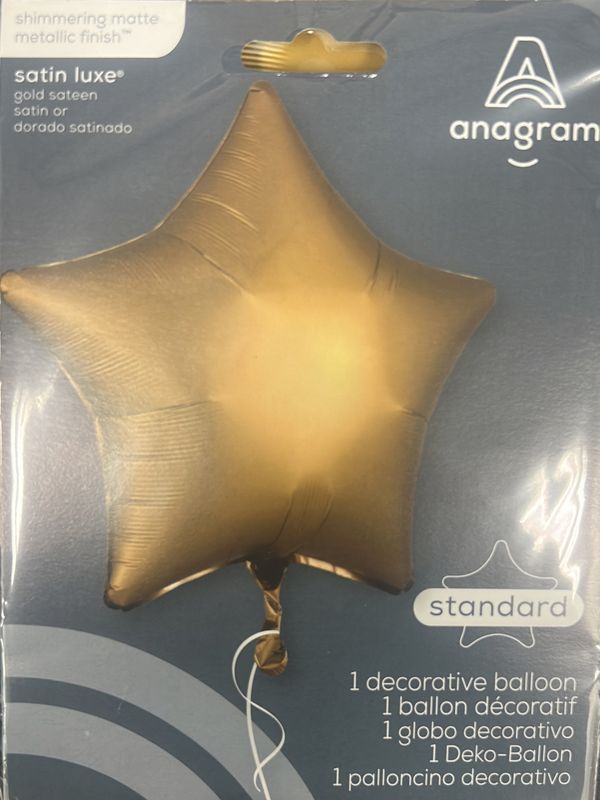 Gold Satin Mylar Star Balloon 16 in. 