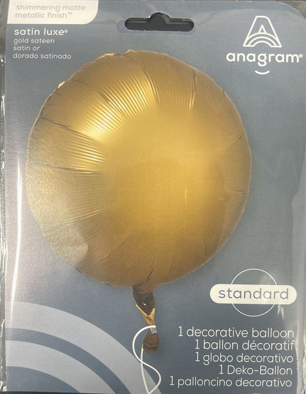 Gold Satin Mylar Circle Balloon 12.5 in. 