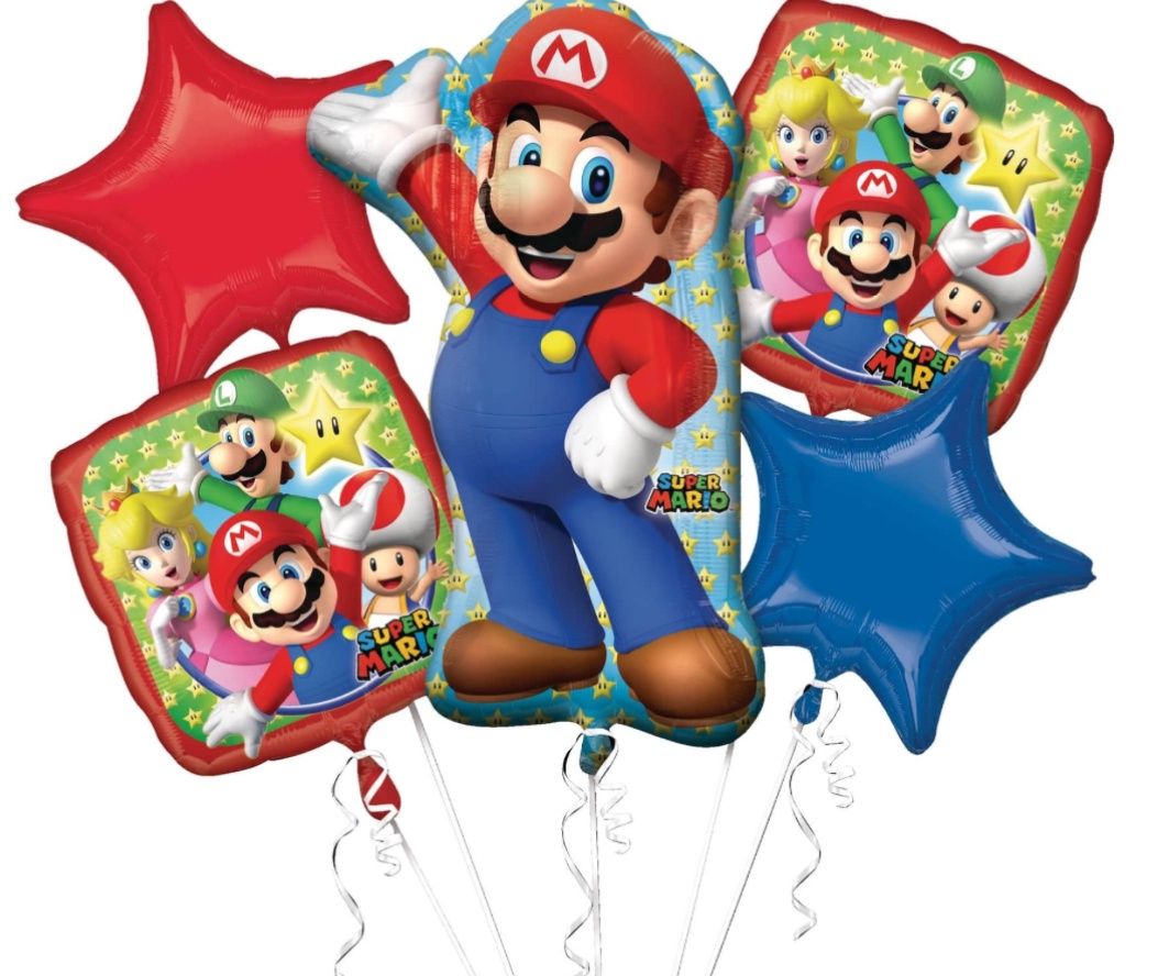 Super Mario Bros Foil Balloon Bouquet