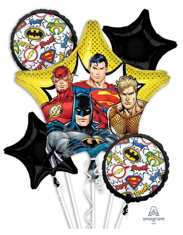 Justice League 5 Foil Balloons Bouquet
