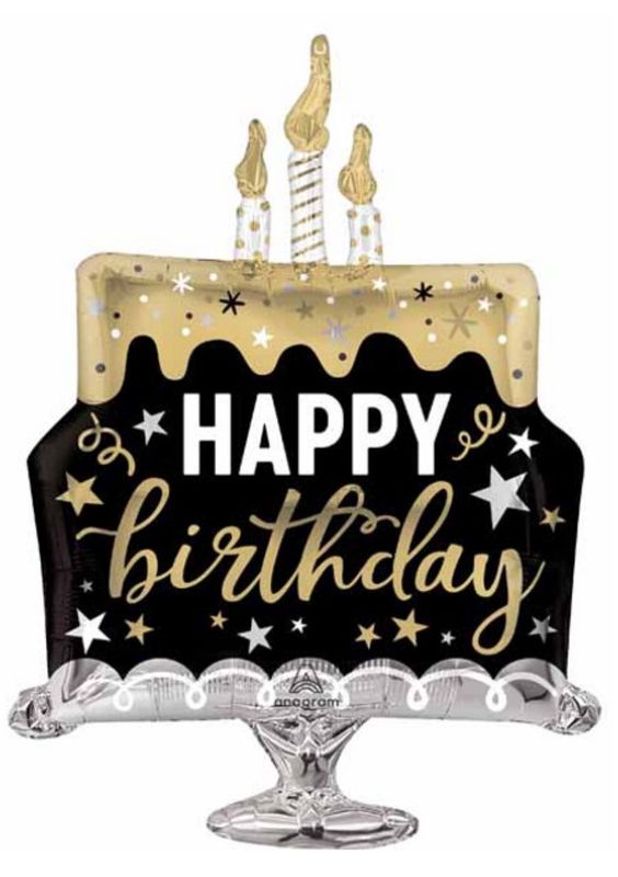 Happy Birthday Wishes Cake 29&quot; Supershape Foil Balloon