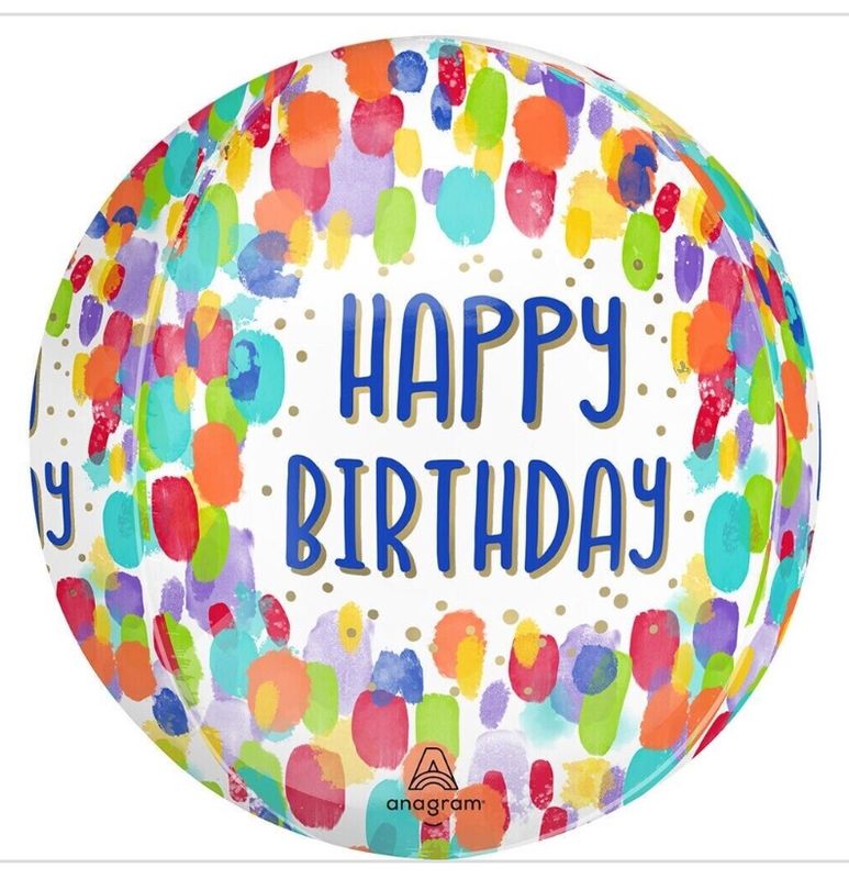 Painterly Dots Birthday Orbz 16&quot; Balloon