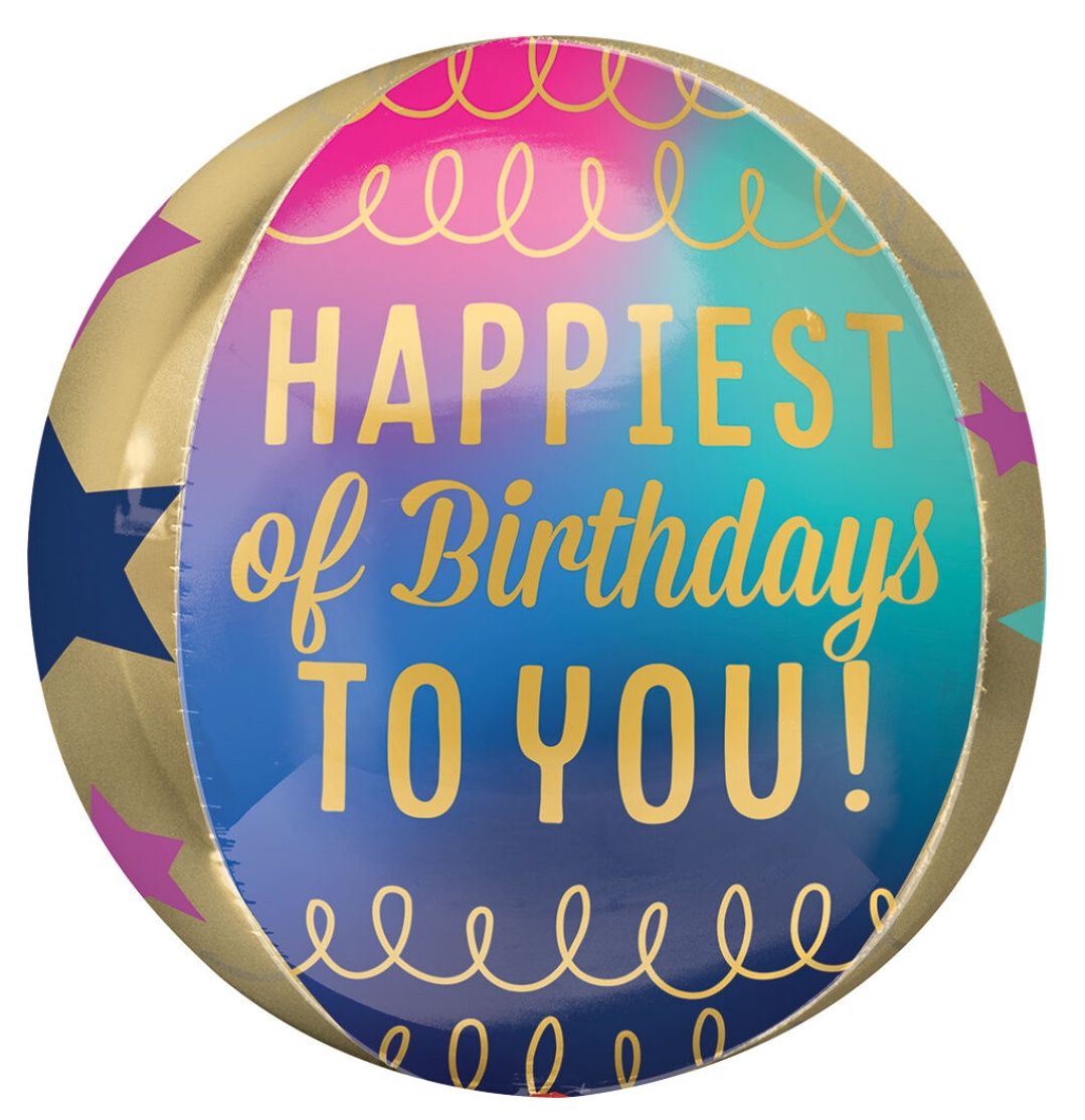 Birthday Stars And Gold Orbz 16&quot; Balloon