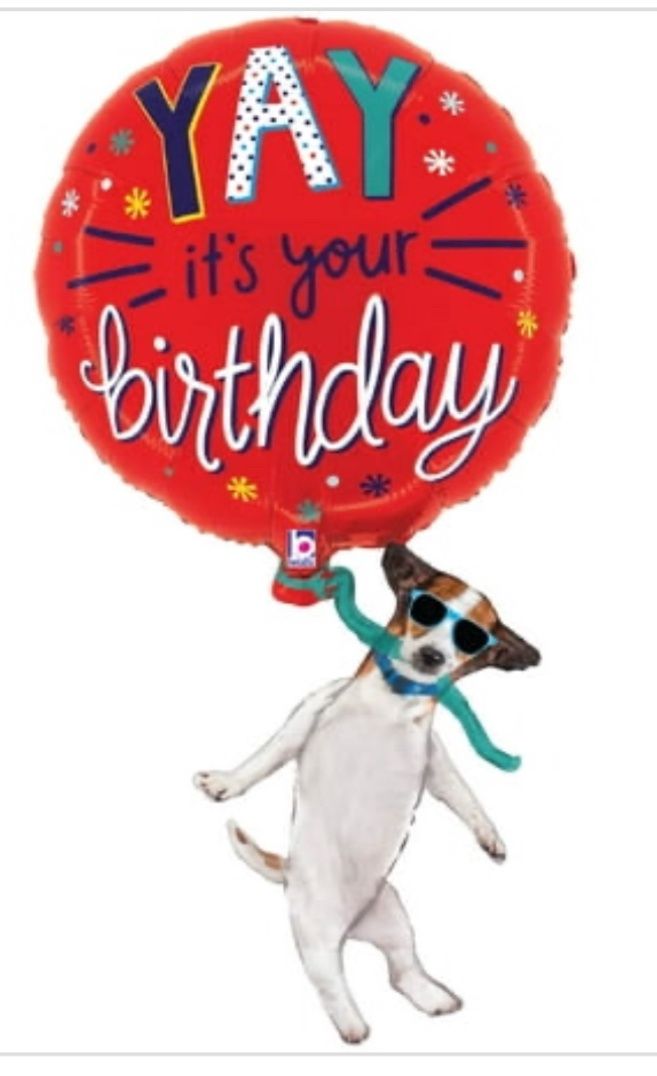 38 Inch Yay Birthday Dog Foil Mylar Balloon