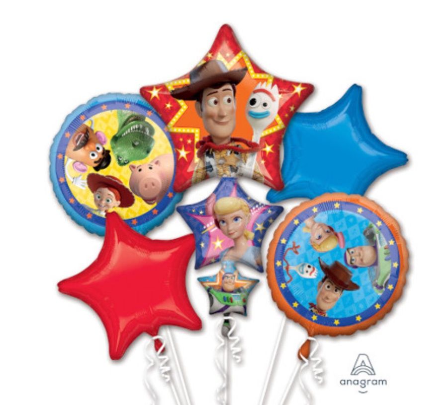 Toy Story 4 Foil 5 Balloons Bouquet Birthday Party Decor