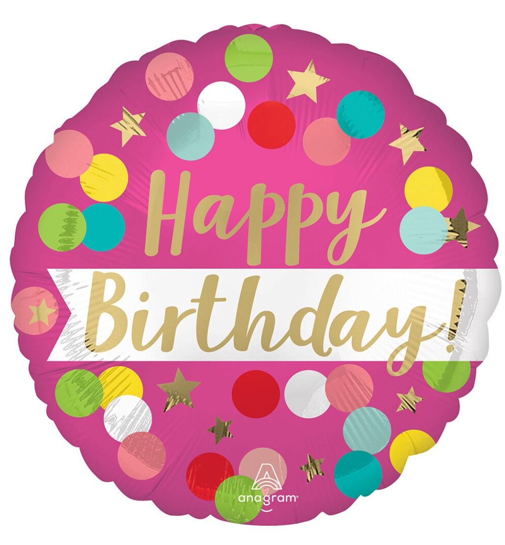 18&quot; Satin Happy Birthday Pink Confetti