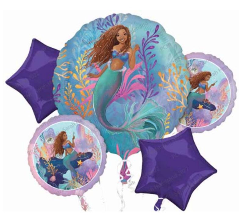Disney The Little Mermaid Live Action Balloon Bouquet 5 Foil Balloons