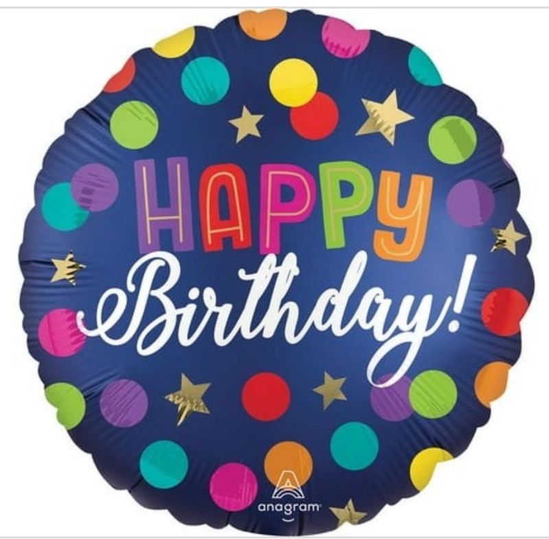 Happy Birthday Blue Confetti 18 Foil Balloon