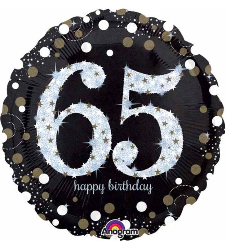 18&quot; Sparkling 65 Happy Birthday Holographic Foil Balloon