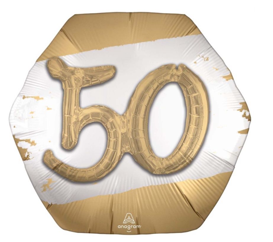 Golden Age Number 50 Supershape Balloon, 30 Inches