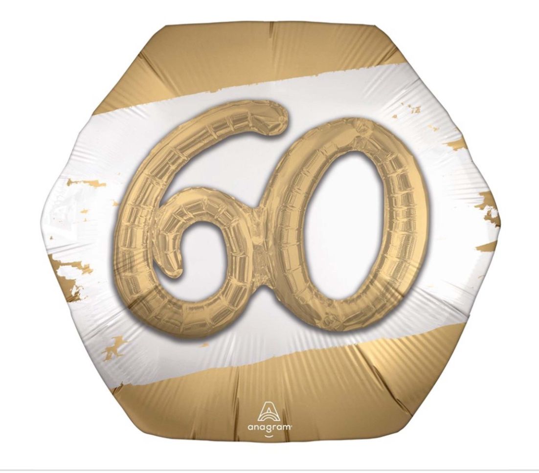 Golden Age Number 60 Supershape Balloon, 30 Inches