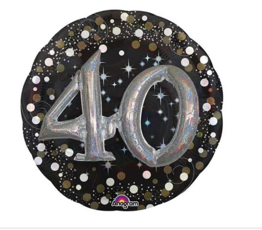 32in. Packaged 40th Sparkling Mutli Balloon