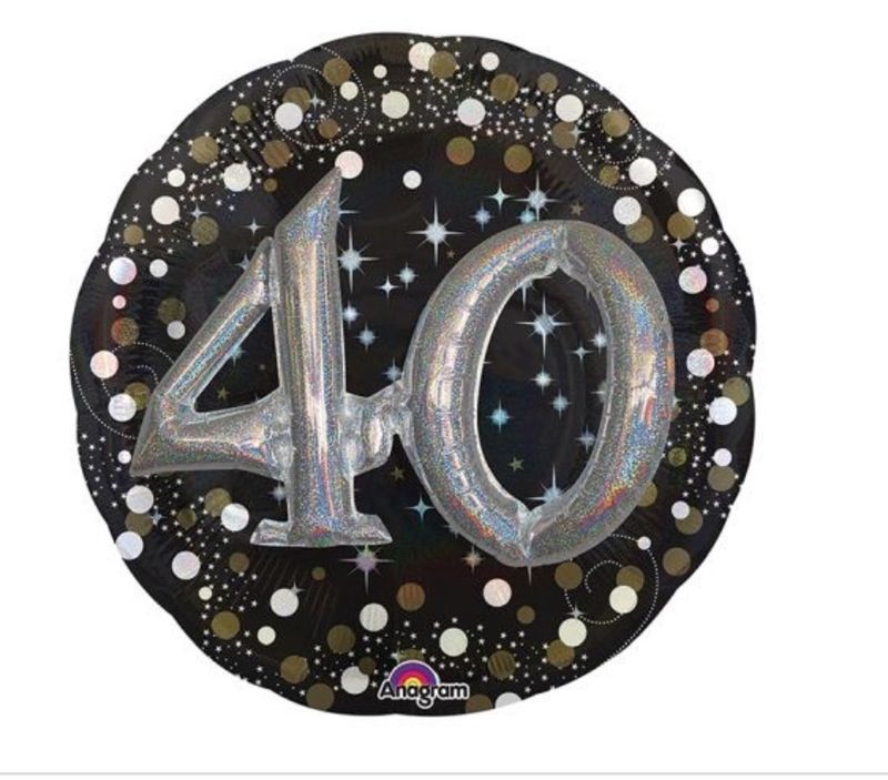 32in. Packaged 40th Sparkling Mutli Balloon