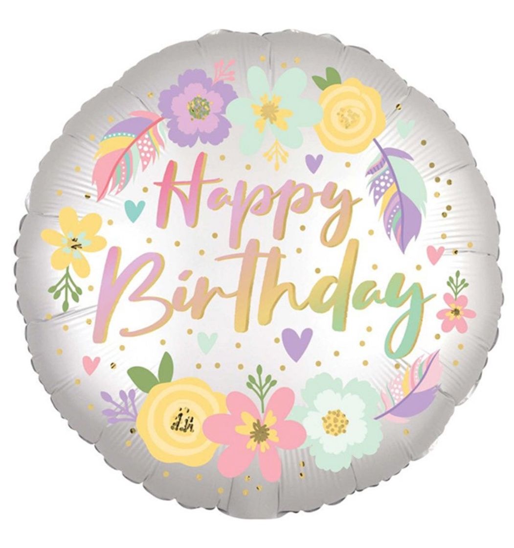 Boho Happy Birthday Satin Flowers