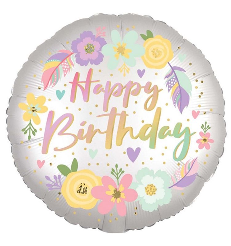 Boho Happy Birthday Satin Flowers