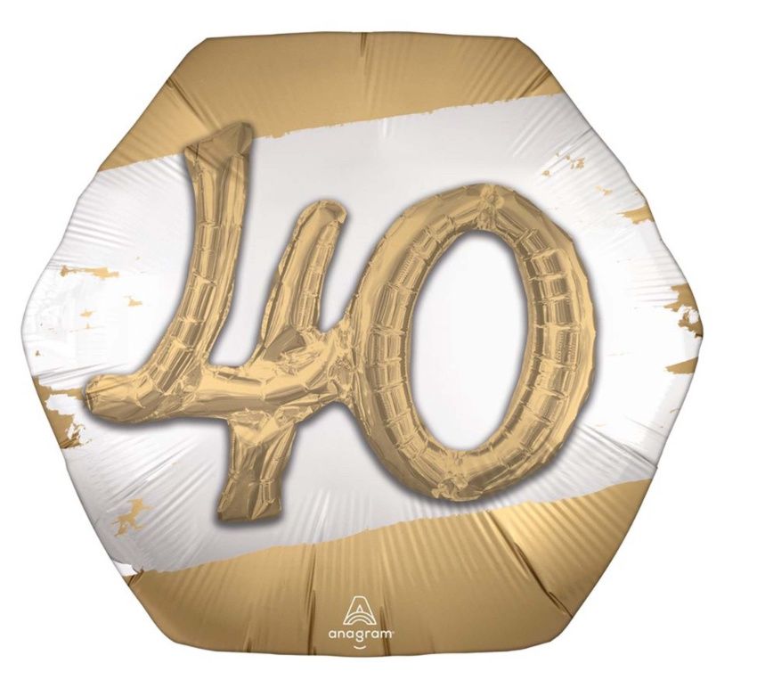 Golden Age Number 40 Supershape Balloon, 30 Inches