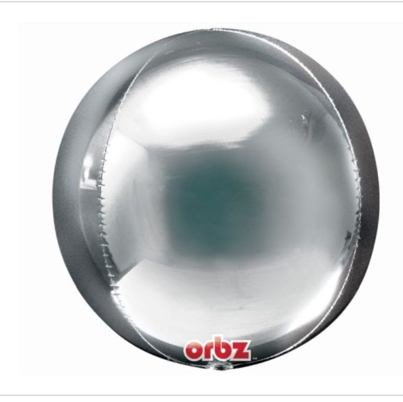 Silver Orbz Balloon, 16 Inches