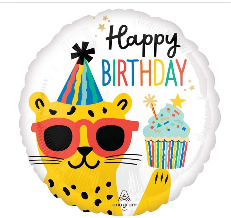 Happy Birthday Party Animal Round Shape Foil Balloon, 18 Inches