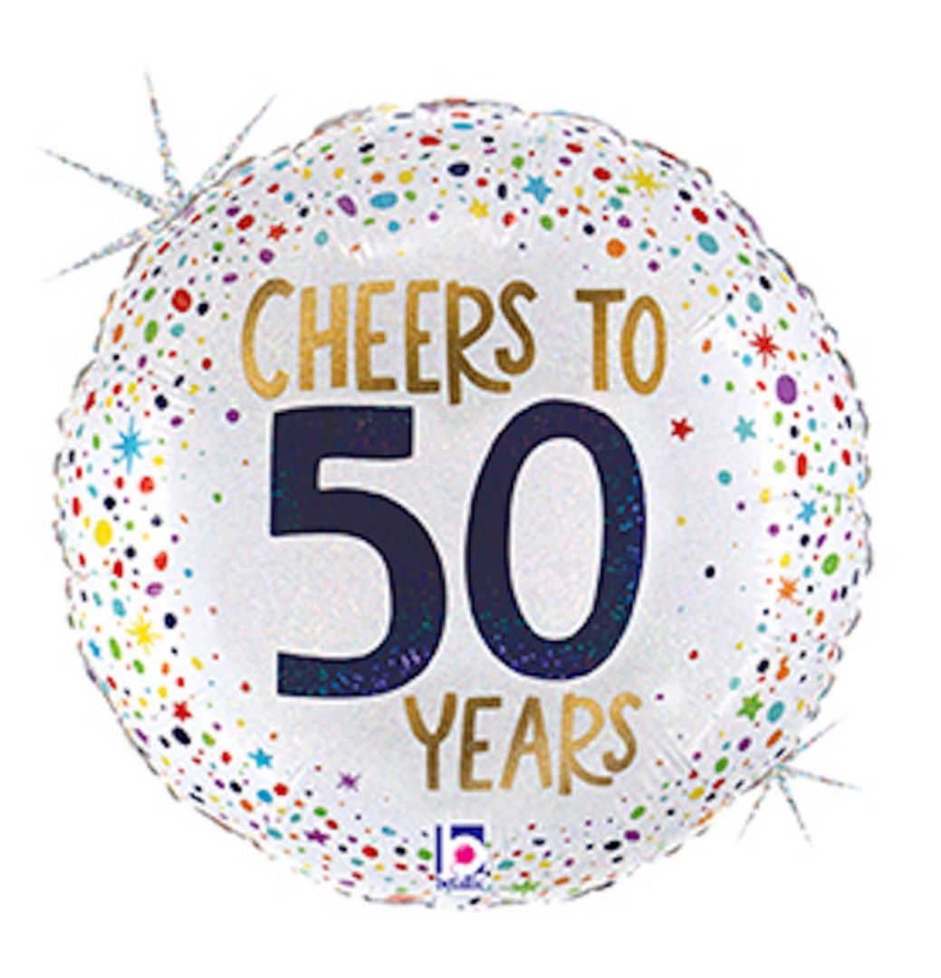 18&quot; Cheers To 50 Years Round Glitter Holographic Foil Balloon