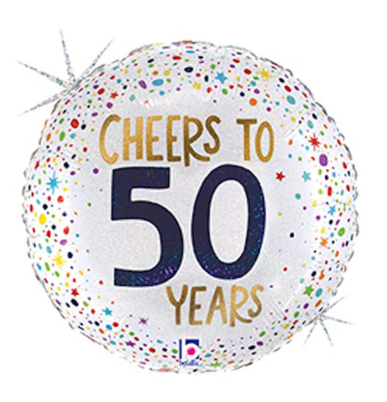 18&quot; Cheers To 50 Years Round Glitter Holographic Foil Balloon