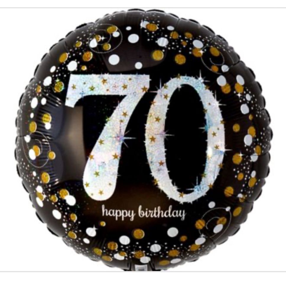 Black and Gold 70th Birthday Foil Balloon, 18 Inches